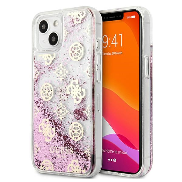 Husa Guess iPhone 13 Mini 5.4" Roz/Roz Hardcase Peony Liquid Glitter