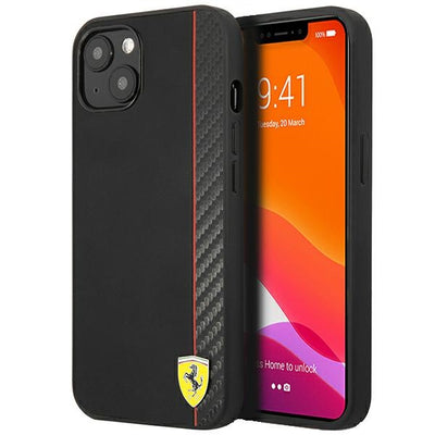 Husa Ferrari Fesaxhcp13sbk iPhone 13 Mini 5.4" Negru/Negru Hardcase On Track Carbon Stripe