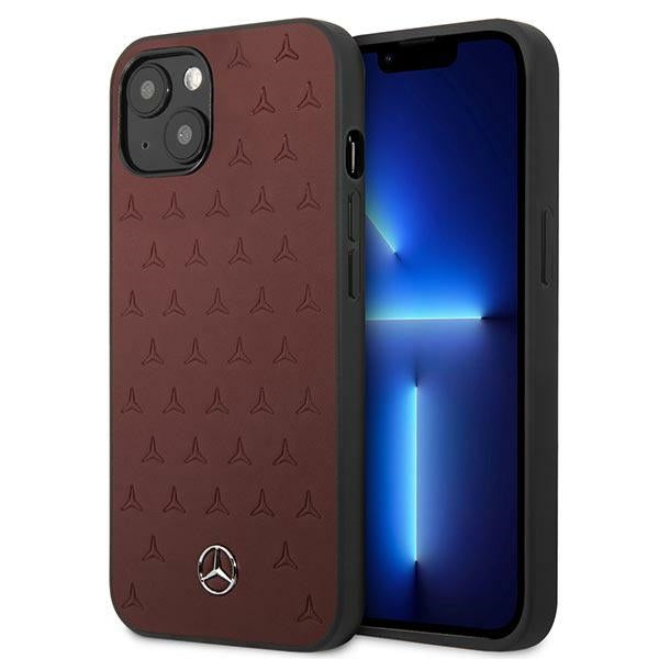 Husa Mercedes Leather Stars Pattern pentru iPhone 13 Mini - Rosu