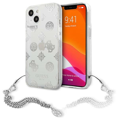 Husa Guess iPhone 13 Mini 5.4" Argintiu/Argintiu Hardcase Peony Chain Collection
