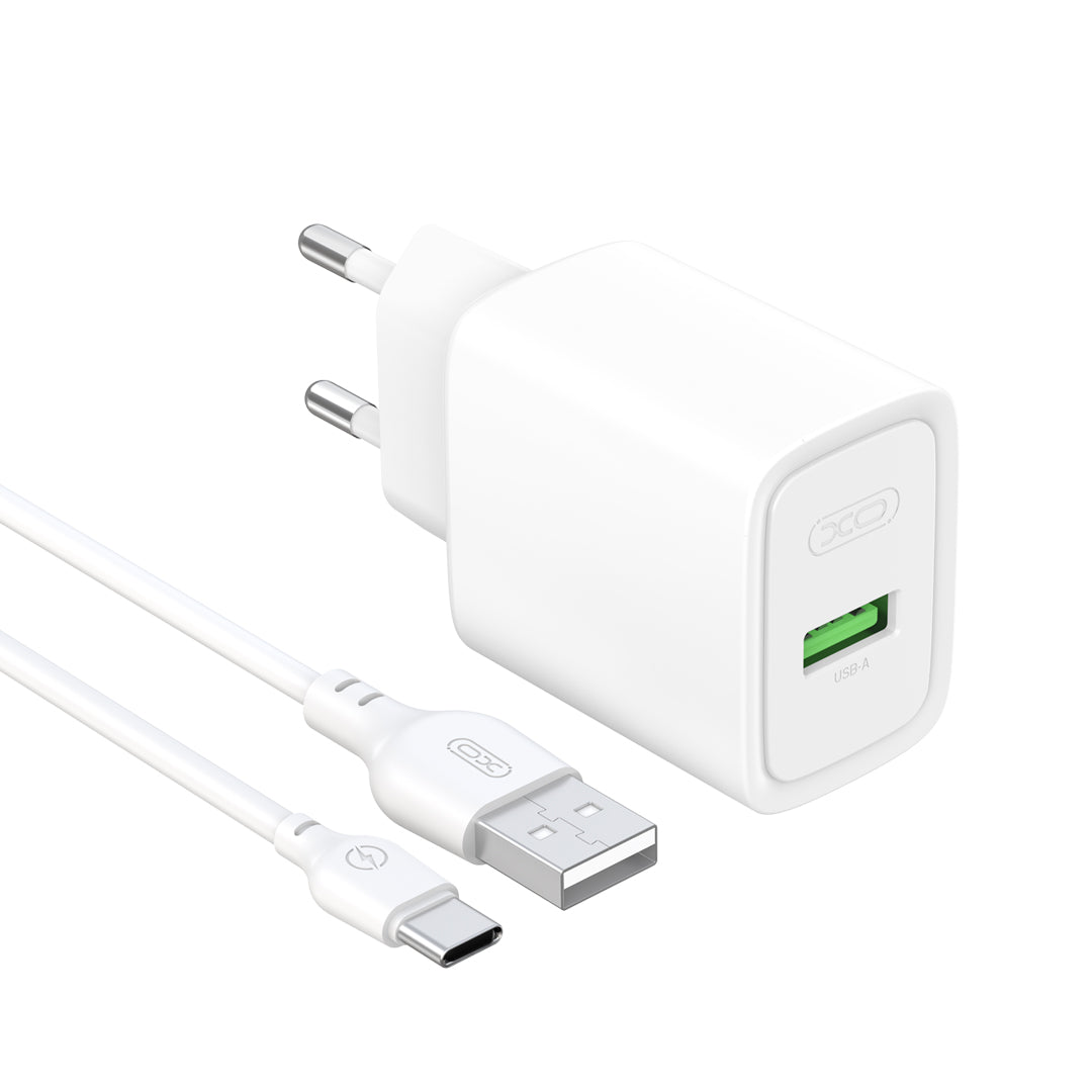 Cablu XO Incarcator priza Ce50 QC 18W 1x USB Alb + Usb-c