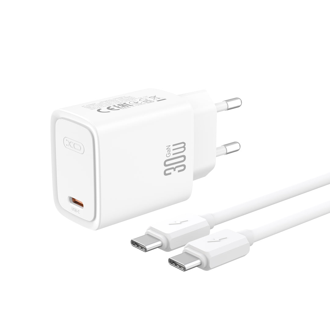 Cablu XO Incarcator priza Ce53 PD 30W 1x Usb-c Alb + Usb-c - Usb-c