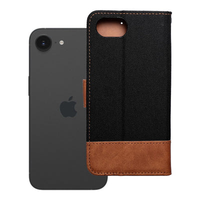 Husa Jeans Book Flip pentru iPhone 16e (SE 4 2025) Negru