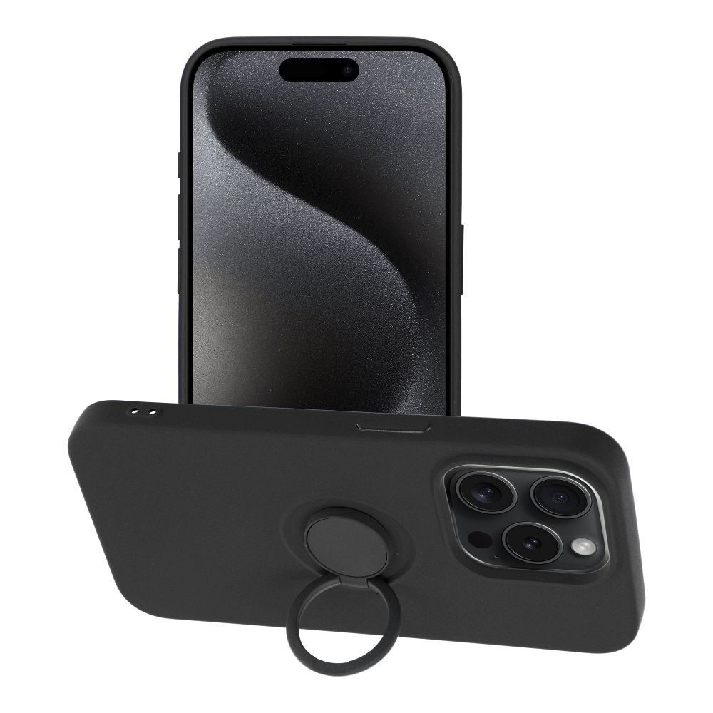 Husa Silicone Ring pentru iPhone 15 PRO Negru
