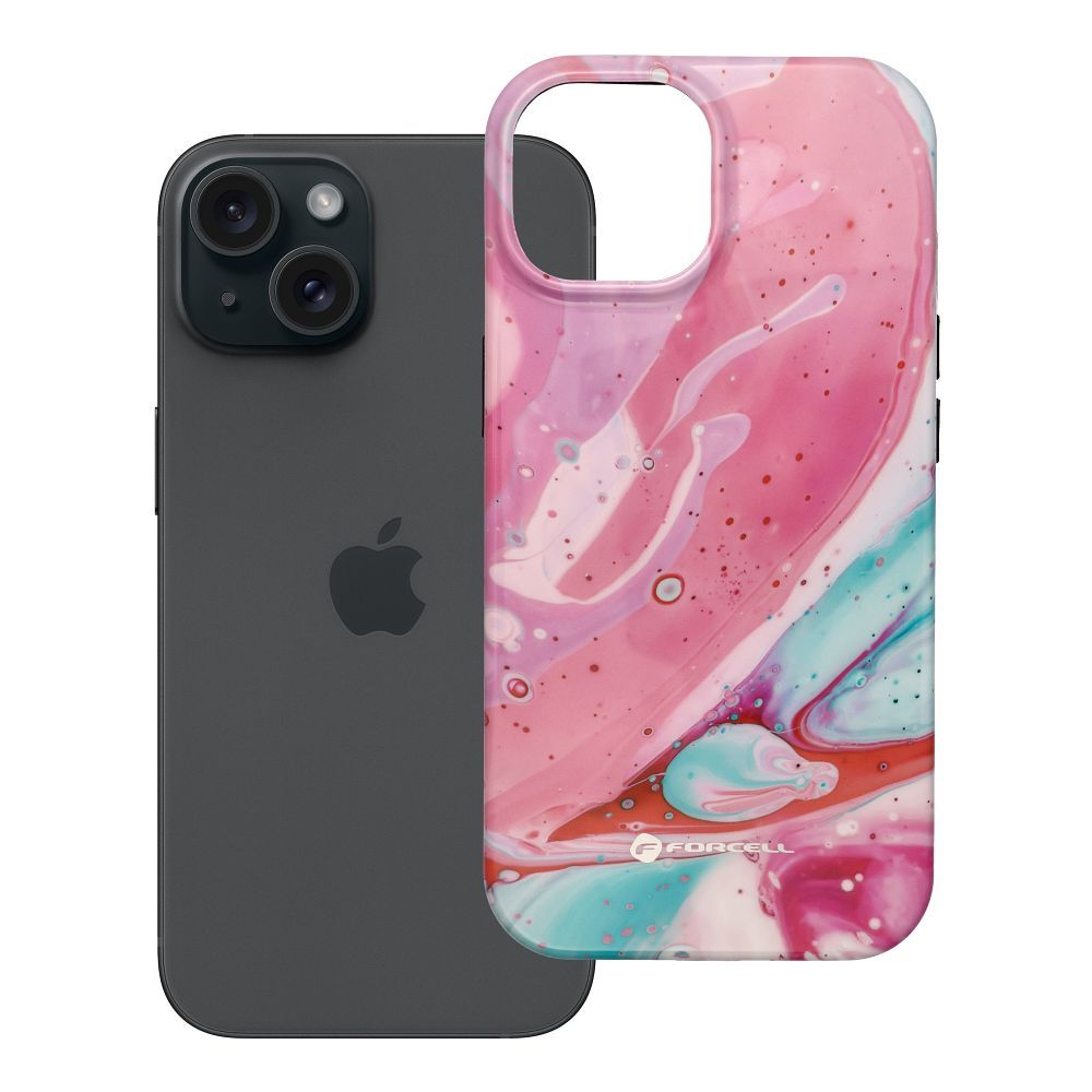 Husa Forcell pentru iPhone 15 F-protect Mirage Compatible cu Magsafe Military Drop-test Roz Marble
