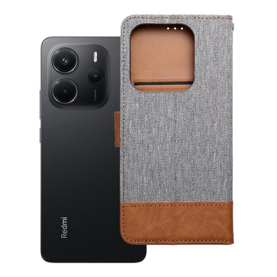 Husa Jeans Book Flip pentru Xiaomi Redmi Note 14 5G Gri