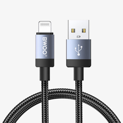 Cablu BWOO Braided Usb-a - Lightning 1m Fast Charging 3A Negru