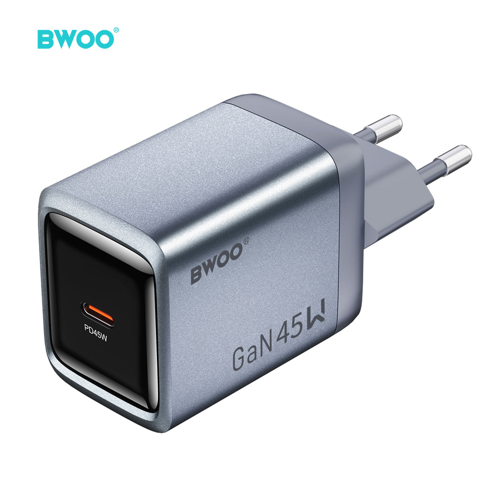 Incarcator priza BWOO 1xUSB-C 3A PD 45W Gri cu PPS