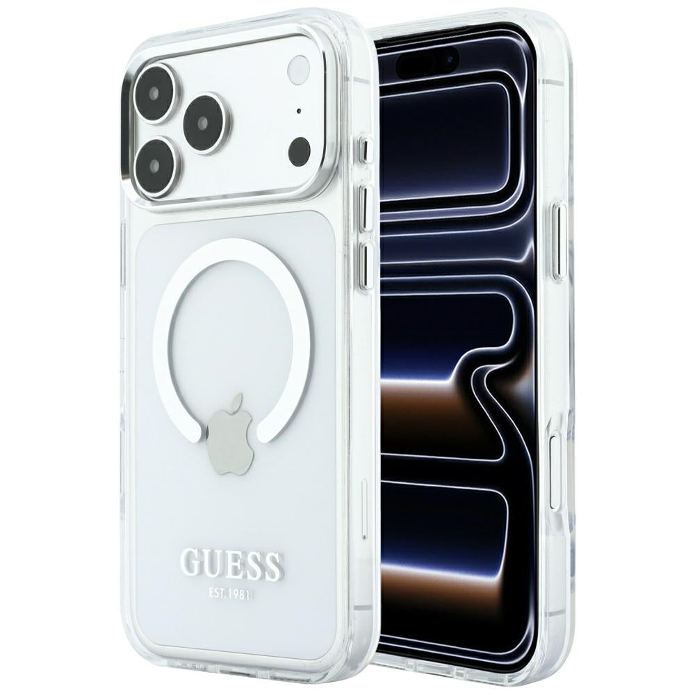 Husa Guess Metal Outline Magsafe pentru iPhone 18 Pro Max / 17 Pro Max Argintiu
