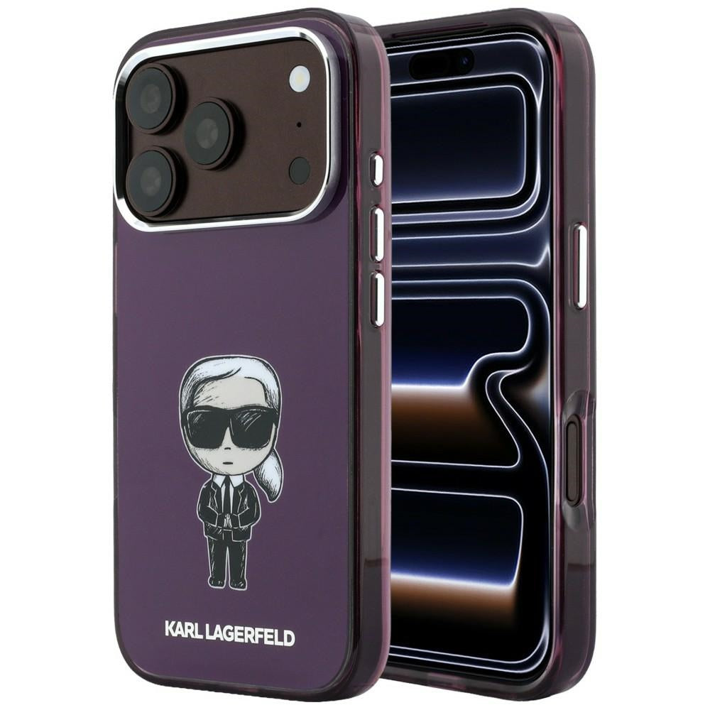 Husa Karl Lagerfeld IML Ikonik Sketch Print Magsafe pentru iPhone 18 Pro Max / 17 Pro Max Burgundy
