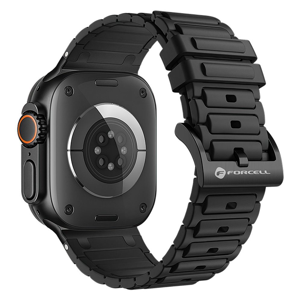 Curea Forcell To Apple Watch F-design Fa06 Silicone Holes 42 / 44 / 45 / 49 Mm Negru