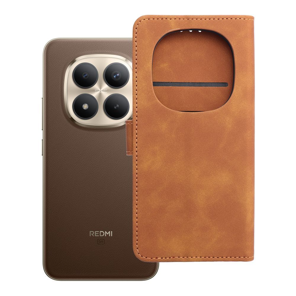 Husa Tender Book Flip pentru Xiaomi Redmi Note 15 PRO Plus 5G Maro
