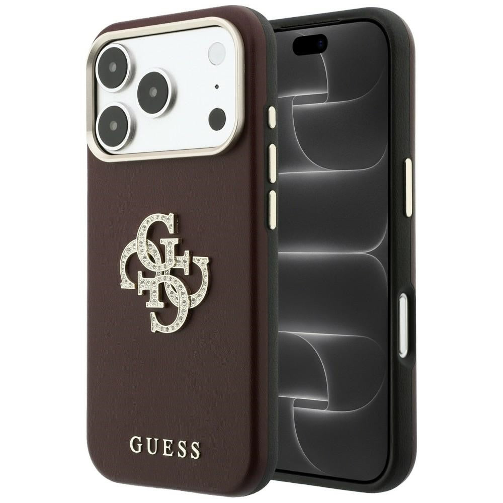 Husa Guess Smooth & Big Strass Logo pentru iPhone 18 Pro / 17 Pro - Burgundy