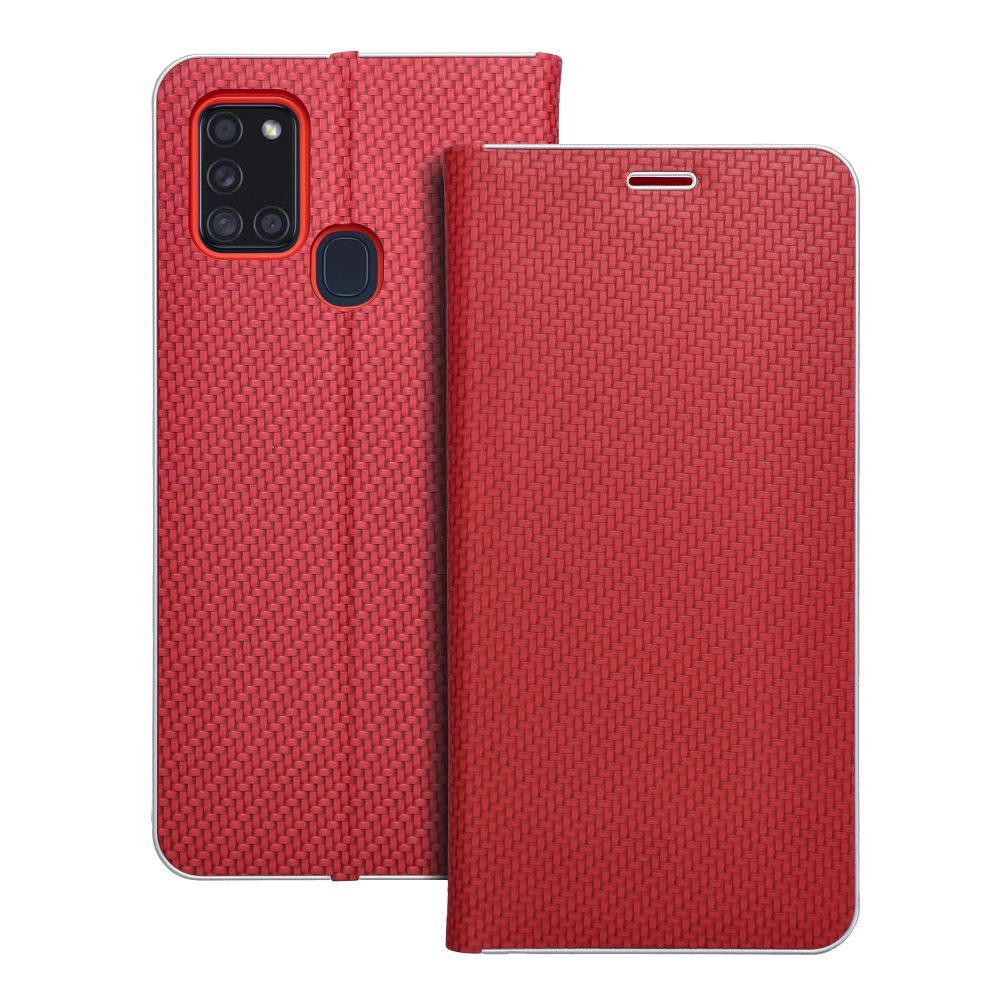 Husa Luna Book Carbon Flip pentru Samsung A21s Rosu