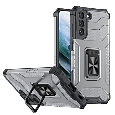Husa Crystal Ring Tough Hybrid Cover + Magnetic Suport pentru Samsung Galaxy S22 + (S22 Plus) Negru