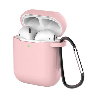 Husa pentru AirPods 2 / AirPods 1 Silicone Soft pentru Casti + Keychain Carabiner Pendant Roz D)
