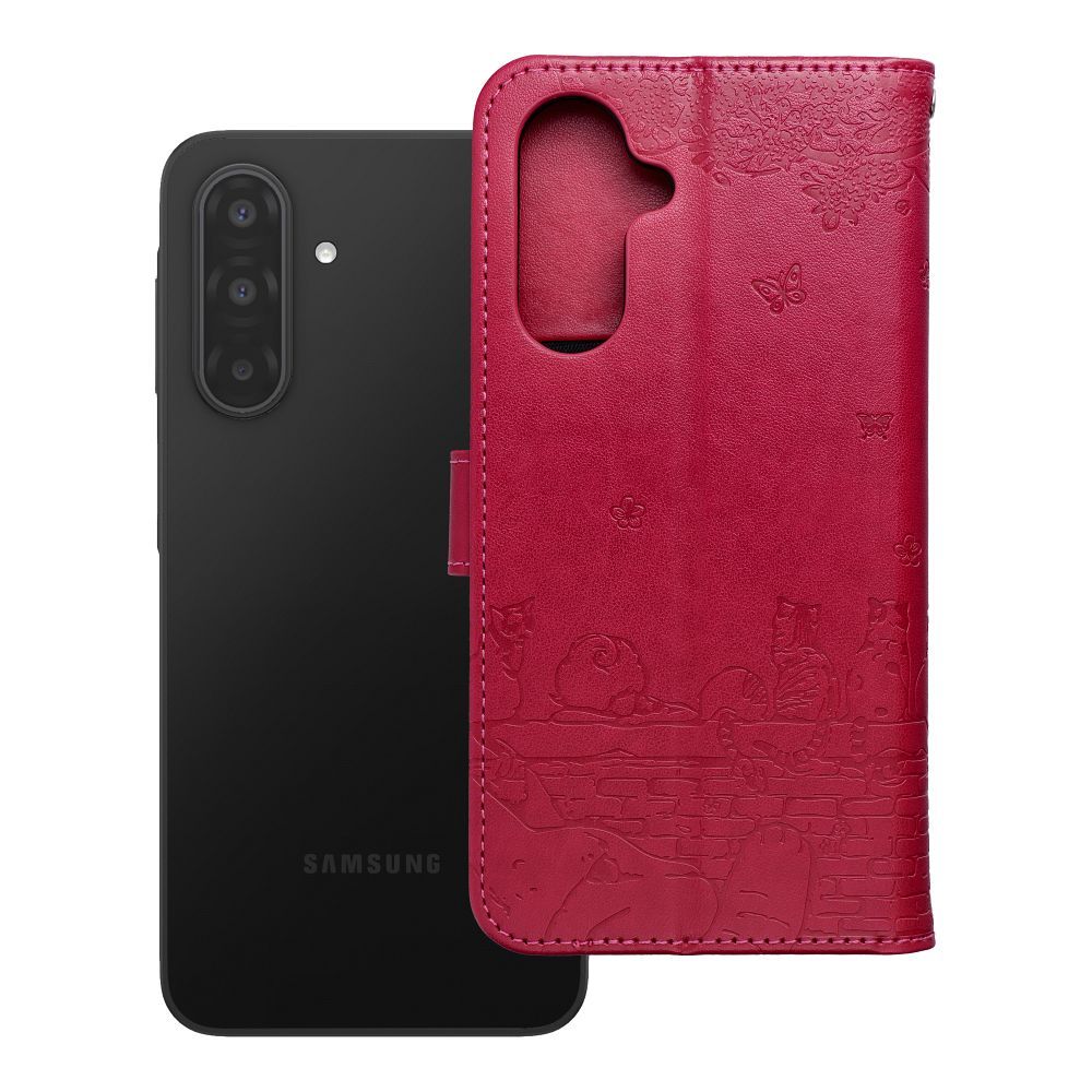 Husa Mezzo Book Flip pentru Samsung A17 / A18 Cats Rosu