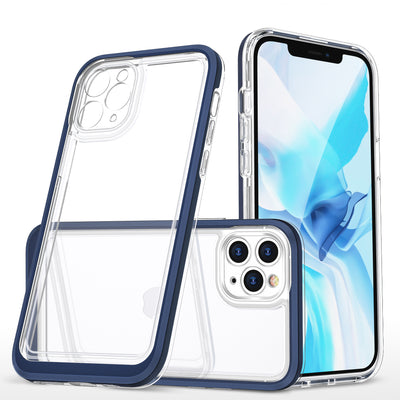 Husa Transparent 3in1 pentru iPhone 11 Pro Max Albastru Frame Gel Cover