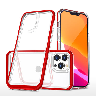 Husa Transparent 3in1 pentru iPhone 13 Pro Max Frame Cover Gel Rosu