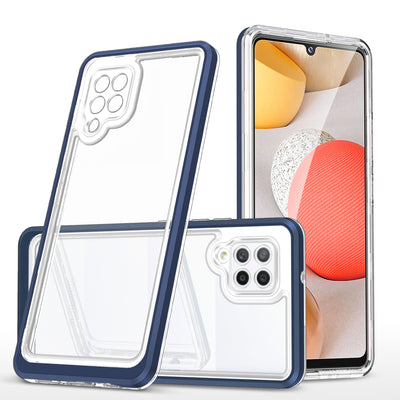 Husa Transparent 3in1 pentru Samsung Galaxy A42 5G Frame Gel Cover Albastru