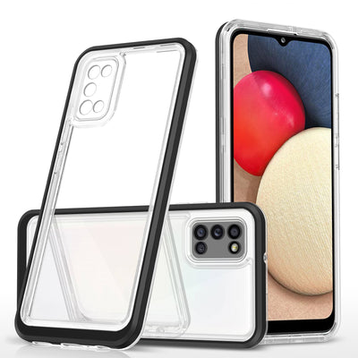 Husa Transparent 3in1 pentru Samsung Galaxy A03s (166) Frame Gel Cover Negru