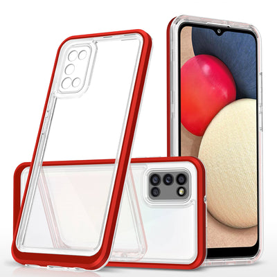 Husa Transparent 3in1 pentru Samsung Galaxy A03s (166) Frame Gel Cover Rosu