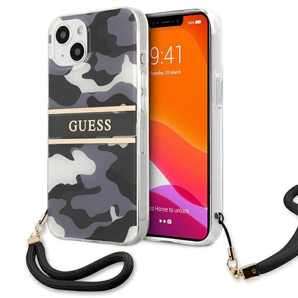 Curea Guess iPhone 13 6.1" Negru/Negru Hardcase Camo Collection