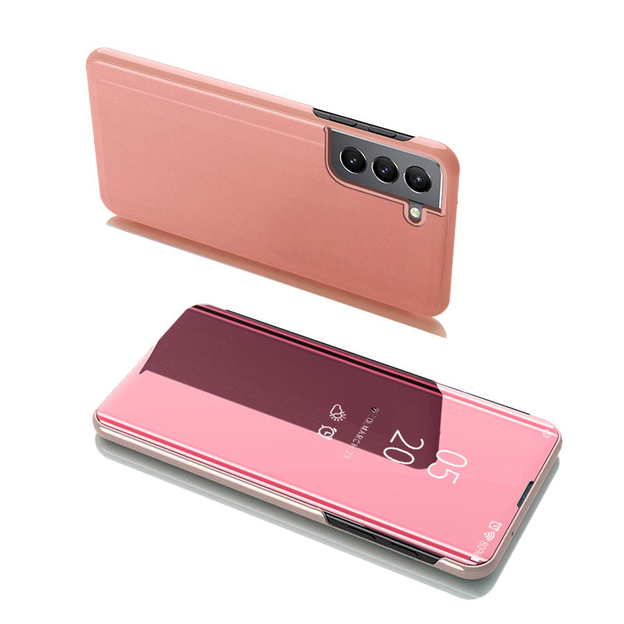 Husa Transparent View Flip Cover pentru Samsung Galaxy S22 + (S22 Plus) Roz