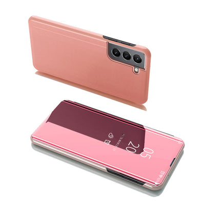 Husa Transparent View Flip Cover pentru Samsung Galaxy S22 + (S22 Plus) Roz