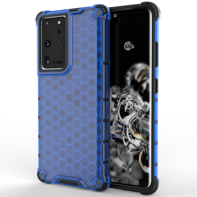Husa Honeycomb Armored Cover cu A Gel Frame pentru Samsung Galaxy S22 Ultra Albastru