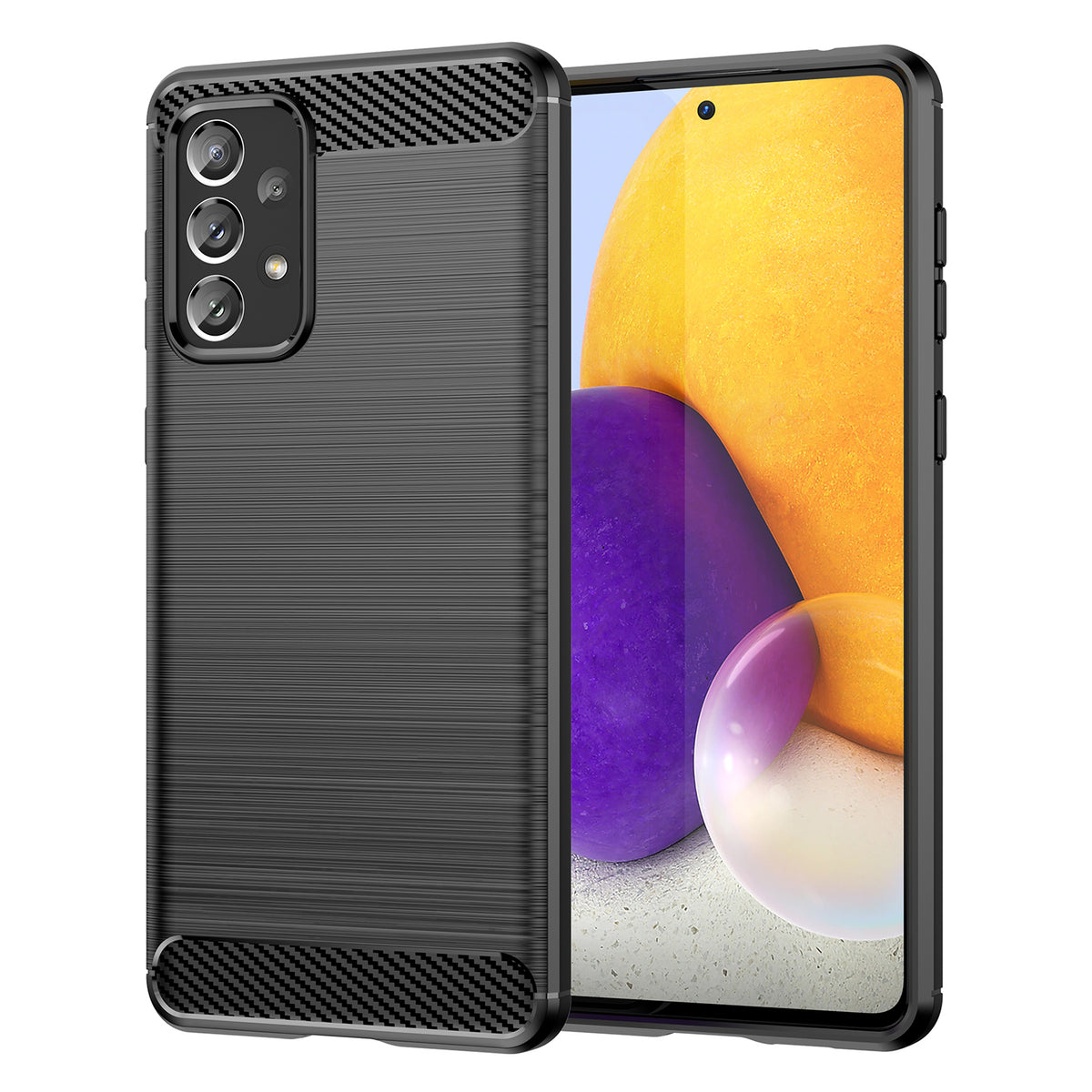 Husa Carbon Flexible TPU Cover pentru Samsung Galaxy A73 Negru