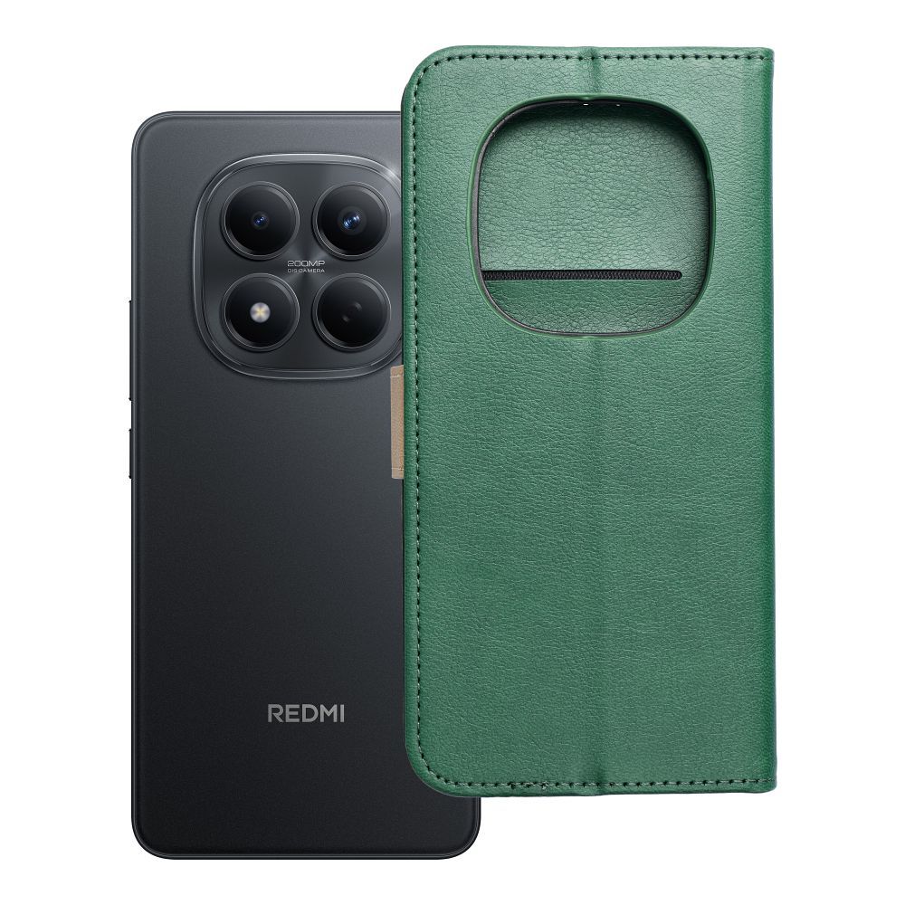 Husa Split Book Flip pentru Xiaomi Redmi Note 15 PRO 4G Verde si Auriu