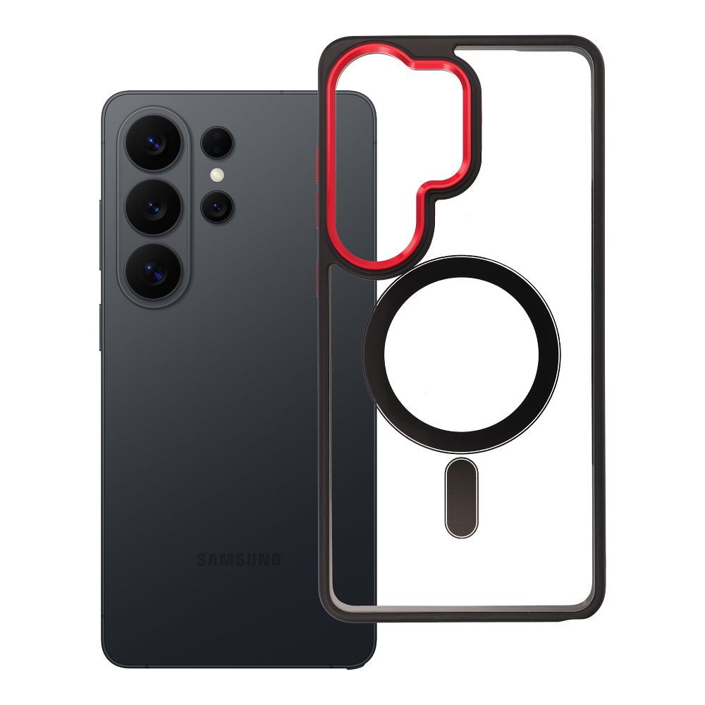Husa Color Edge Mag pentru Samsung S26 Plus Compatible cu Magsafe Negru-Rosu