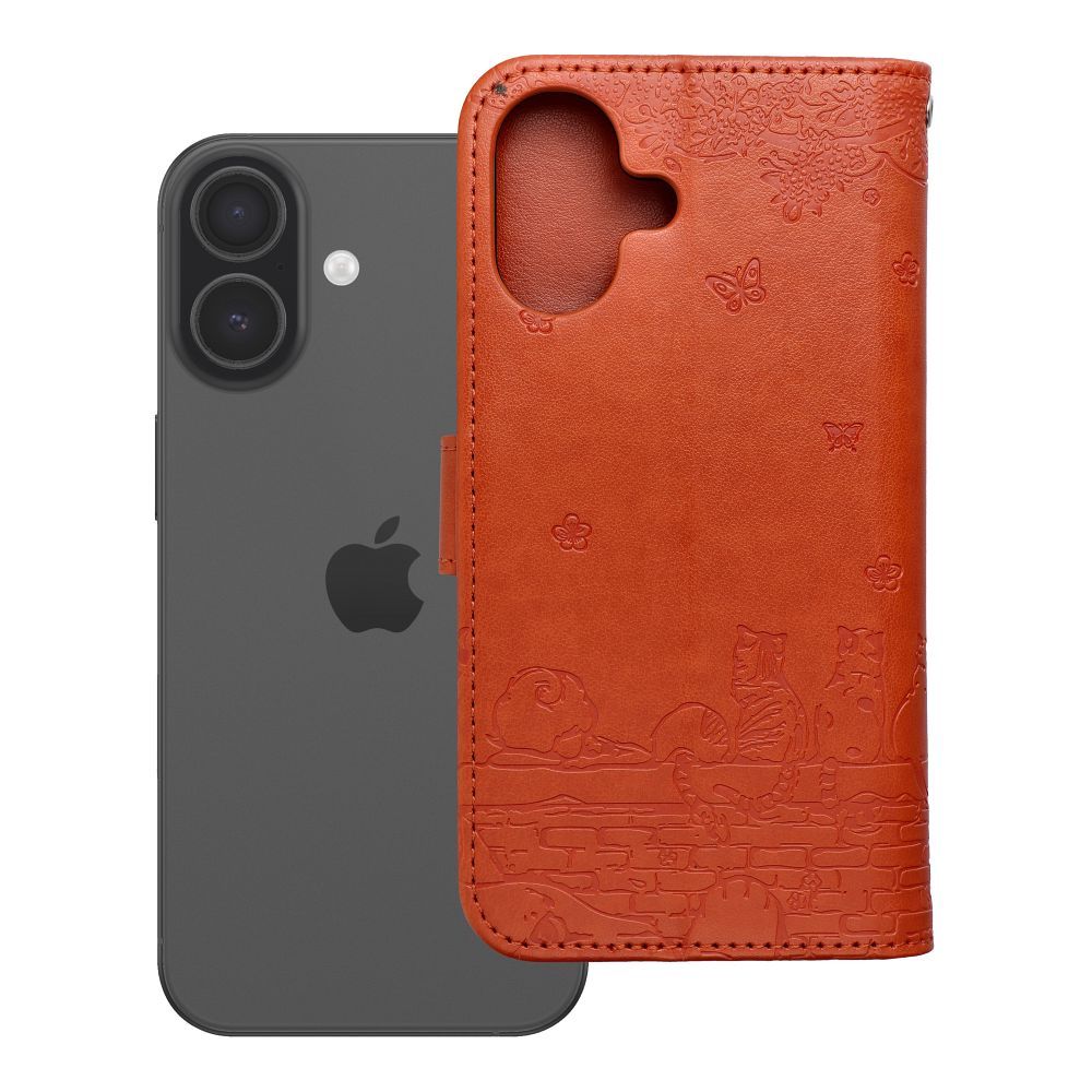 Husa Mezzo Book Flip pentru iPhone 17 / 18 Cats Maro