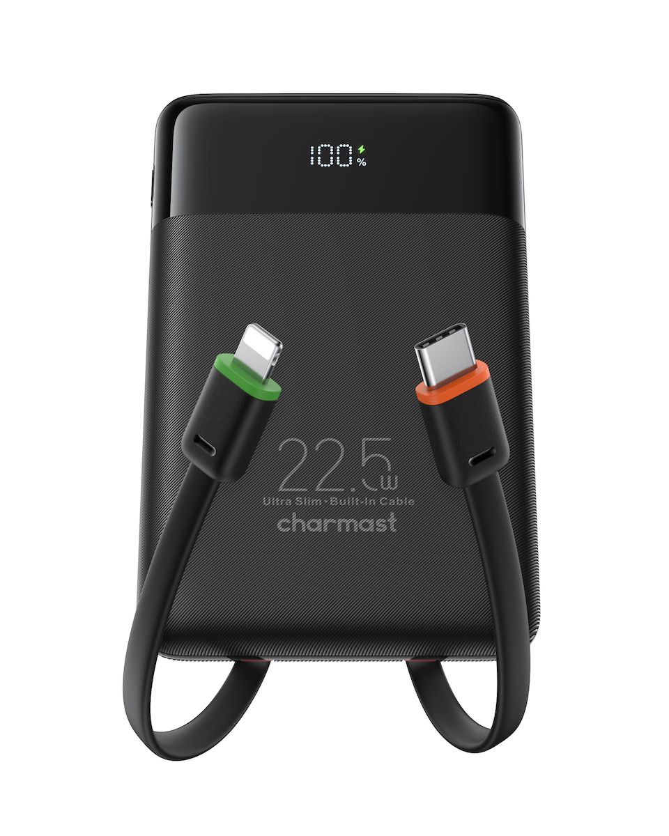 Cablu Charmast Acumulator extern W1202 Pd3.0 3A 22,5W 10000 Mah cu Built-in USB C / Lightning Negru