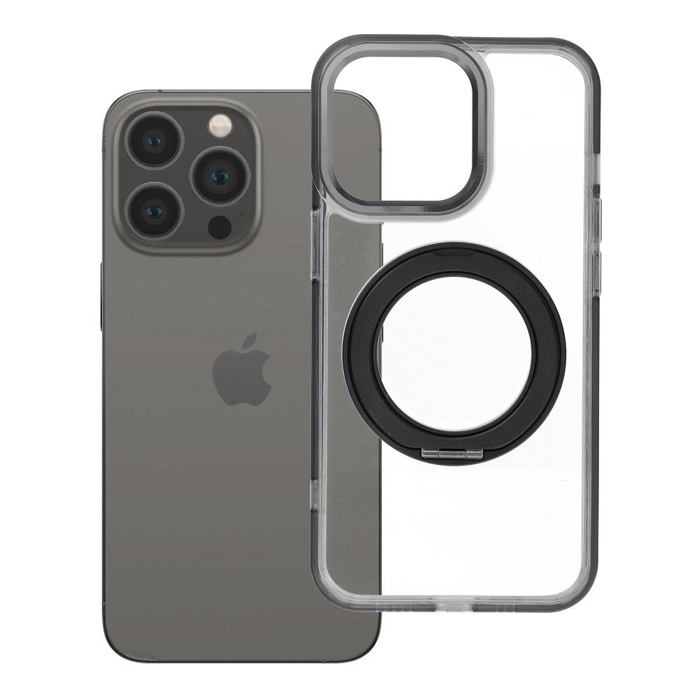 Husa pentru iPhone 13 PRO Frame Circle Stand Compatible cu Magsafe Negru