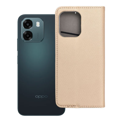 Husa Smart Book pentru Oppo A6 Auriu
