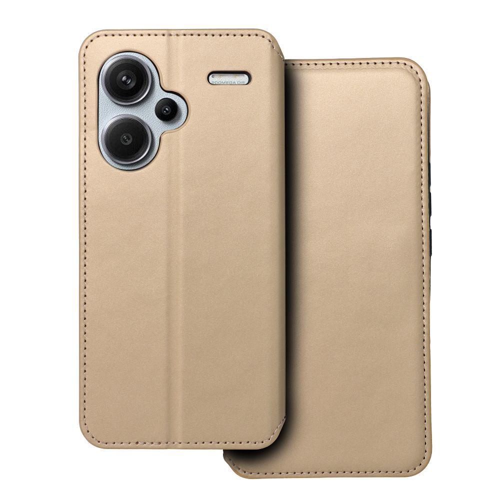 Husa Dual Pocket Flip pentru Xiaomi Redmi Note 13 PRO Plus 5G Book Auriu