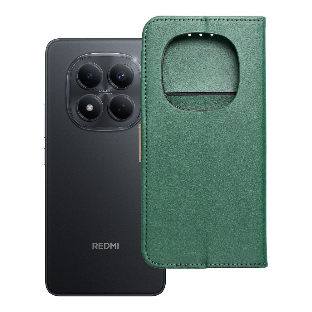 Husa Split Book Flip pentru Xiaomi Redmi Note 15 5G Verde si Auriu