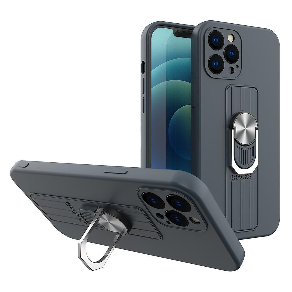 Husa Ring Silicone cu A Finger Grip And Base pentru Samsung Galaxy A73 Albastru