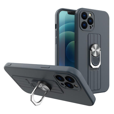 Husa Ring Silicone cu Finger Grip And Stand pentru Samsung Galaxy A33 5G Albastru