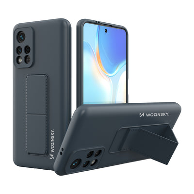 Husa Wozinsky Kickstand Silicone cu Stand Xiaomi Poco M4 Pro 5G Bleumarin