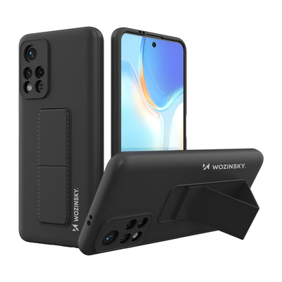 Husa Wozinsky Kickstand Silicone cu Stand Xiaomi Redmi 10 Negru