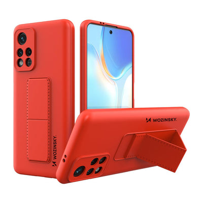 Husa Wozinsky Kickstand Silicone cu Stand Xiaomi Redmi 10 Rosu