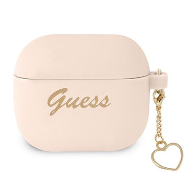 Husa Guess AirPods 3 Cover Roz/Roz Silicone Charm Heart Collection