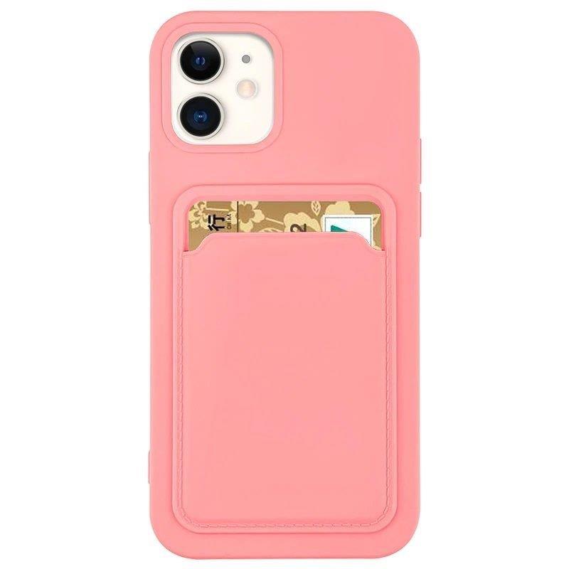 Husa Card Silicone Wallet cu Card Slot Documents pentru Samsung Galaxy A73 Roz