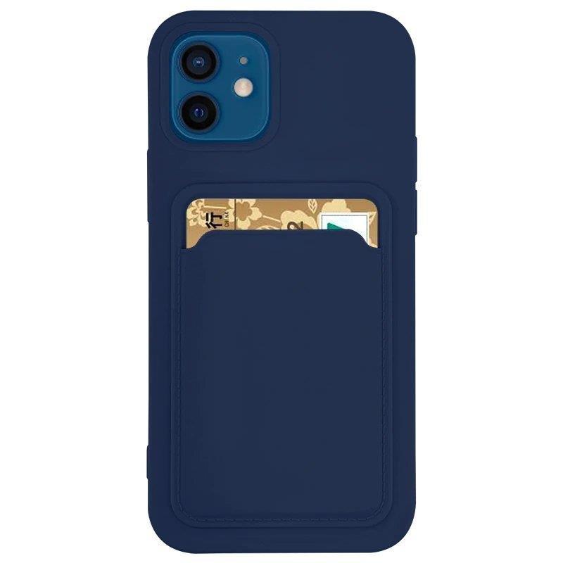 Husa Card Silicone Wallet cu Card Pocket Documents pentru Samsung Galaxy S22+ (S22 Plus) Bleumarin