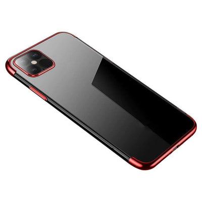 Husa Transparent Color Gel Cover cu Metallic Frame Xiaomi Redmi Note 11 Pro 5G / 11 Pro Rosu