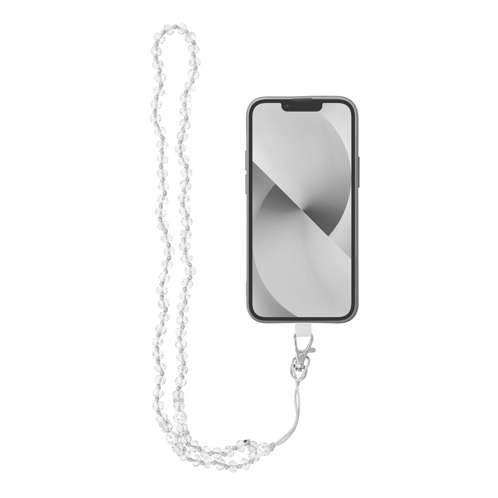 Husa Crystal Diamond Phone Lanyard, Phone Pendant / Cord Length 74cm (37cm In The Loop) / On Neck - Alb