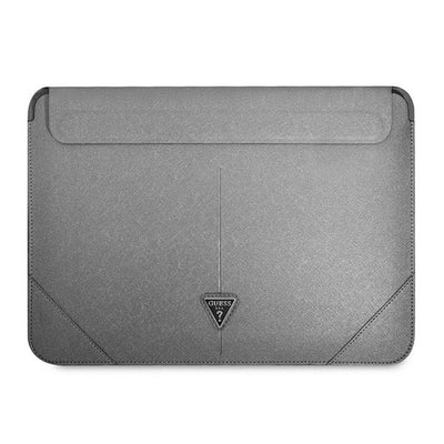 Husa Guess Saffiano Triangle Logo pentru A 16" Laptop - Argintiu